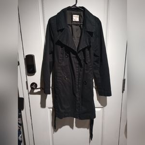 Old Navy women's size large long double breasted cotton coat black
